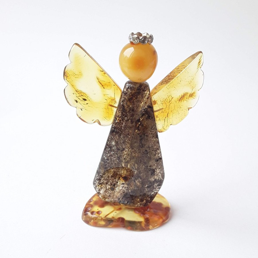 Amber ANGEL figurine Small statue of an angel Gemstone amber guardian angel