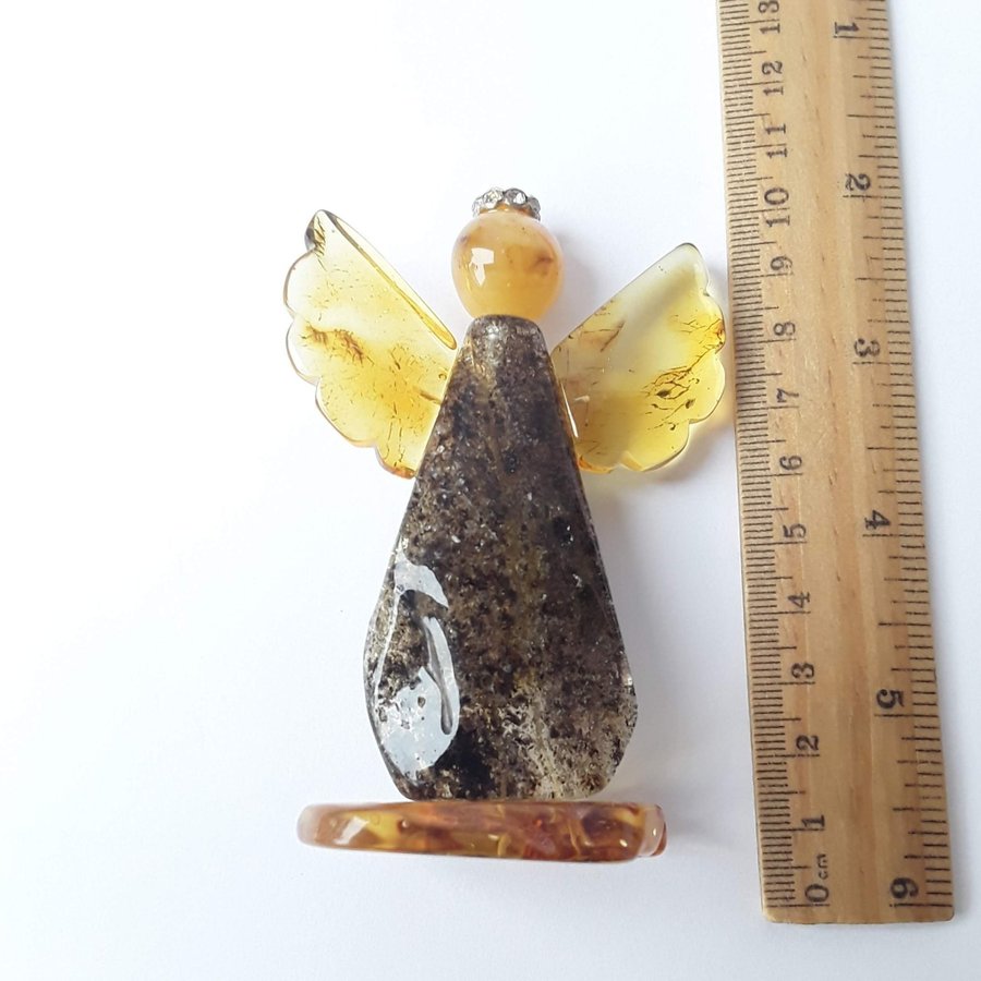 Amber ANGEL figurine Small statue of an angel Gemstone amber guardian angel