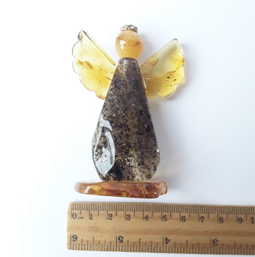 Amber ANGEL figurine Small statue of an angel Gemstone amber guardian angel