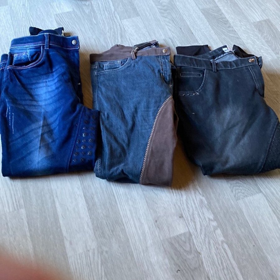 3 st helskodda jeans ridbyxor i stl 44