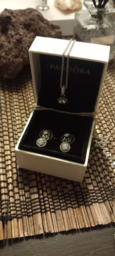 PANDORA SET Örhängen och halsband 925 Silver