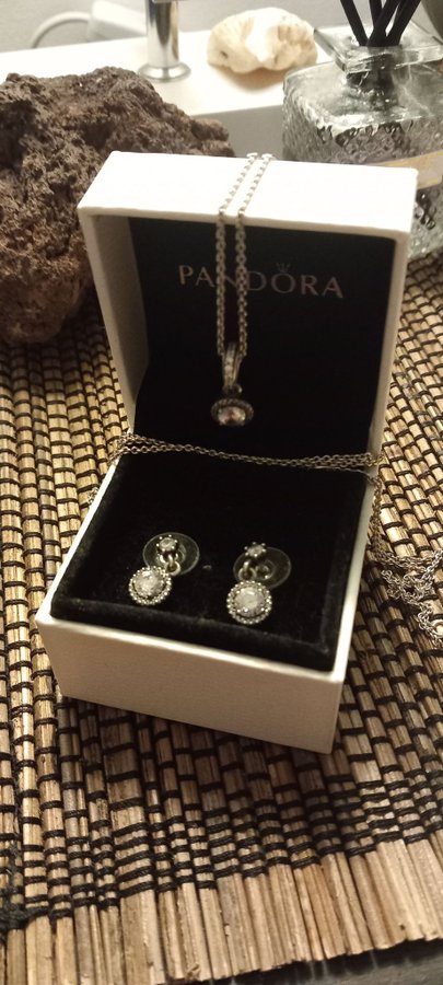 PANDORA SET Örhängen och halsband 925 Silver