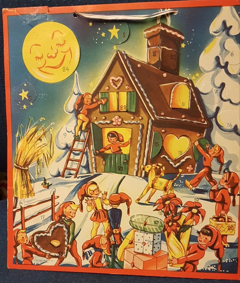 GAMMAL SVENSK ADVENTSKALENDER/JULKALENDER FRÅN 1950