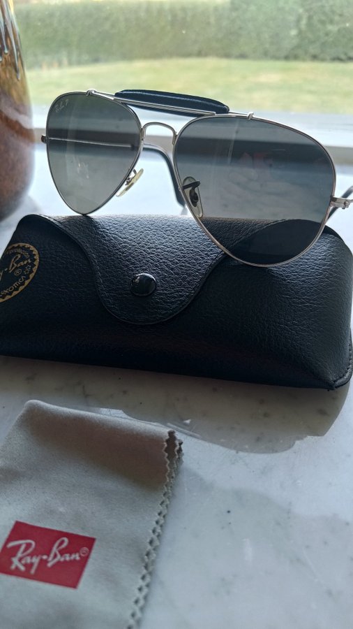 Ray-Ban läder Aviator polariserade 58-14