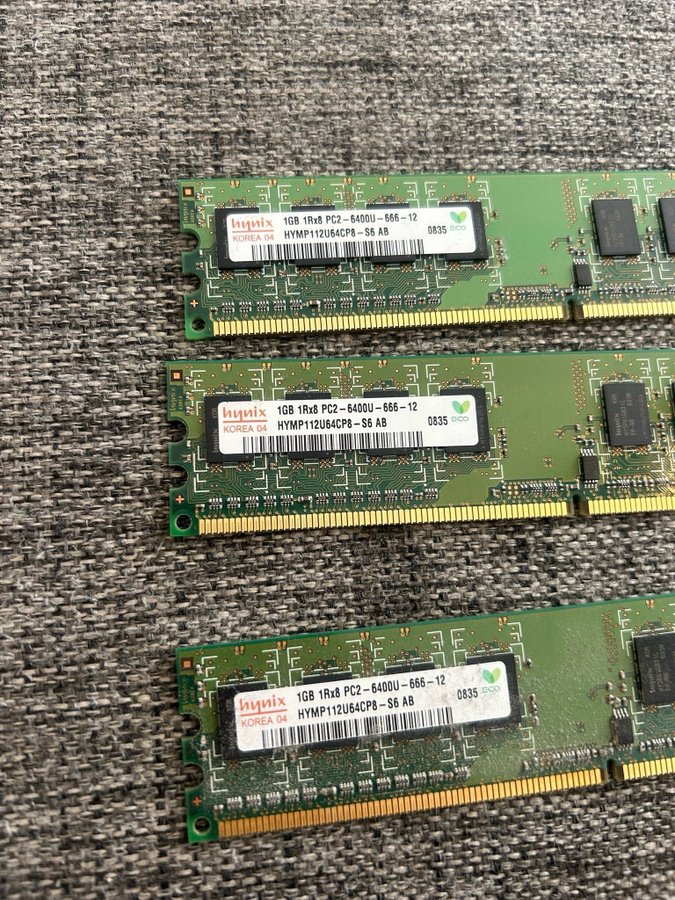 3 stycken 1 GB RAM-Minne