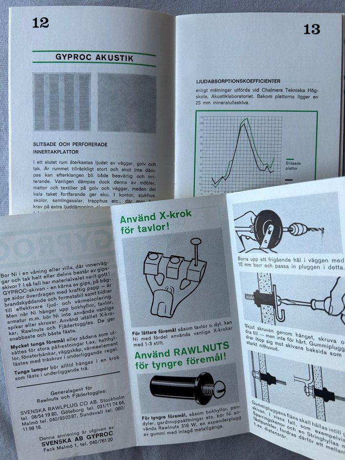 Äldre broschyrer för Wallboard och Gyproc 60-tal