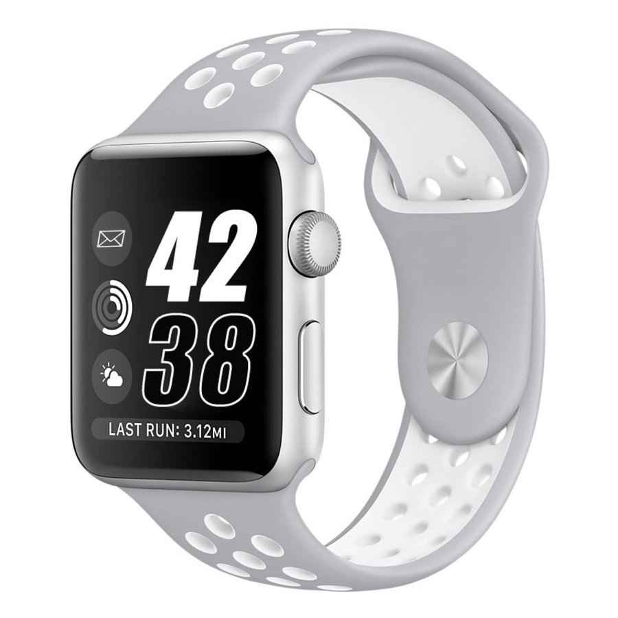 Sportband 44/45/46/49mm (S/M) Apple Watch Armband - LJUSGRÅ / VIT