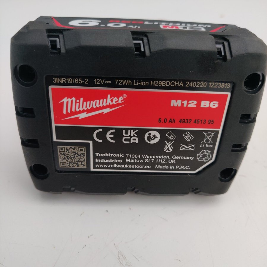 Milwaukee M12 B6 6.0 Ah Batteri