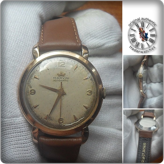 Vintage Marvin Automatic Gold Plated Wristwatch.