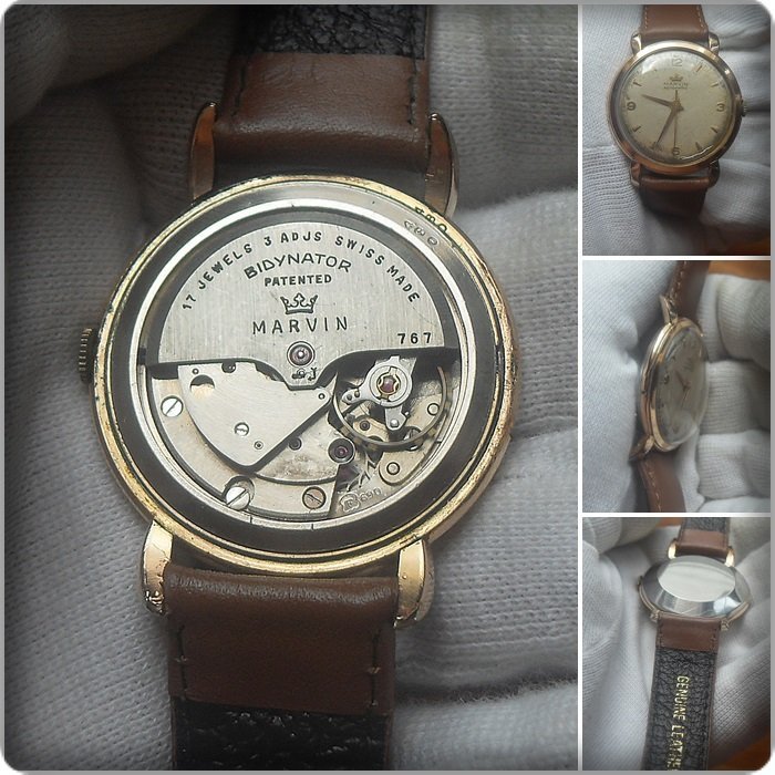 Vintage Marvin Automatic Gold Plated Wristwatch.