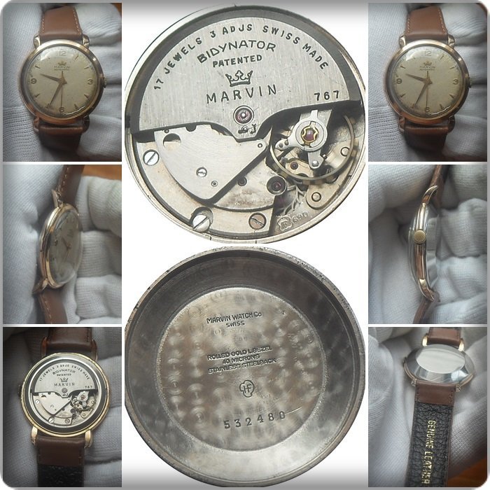 Vintage Marvin Automatic Gold Plated Wristwatch.