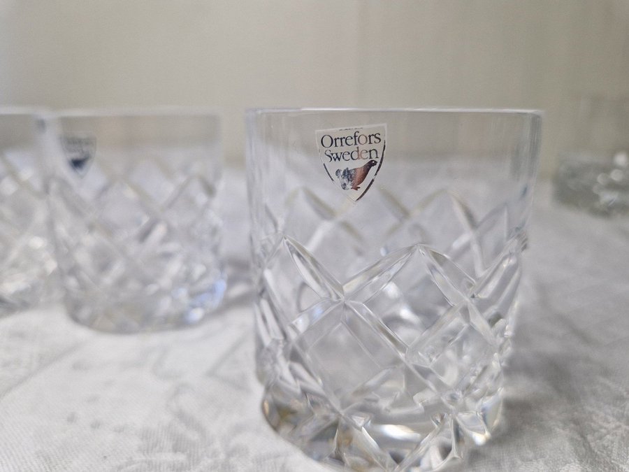 5 st Orrefors – Sofiero – Whiskey / Selterglas Design Gunnar Cyren