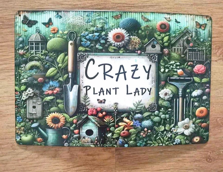 Plåtskylt - Crazy Plant Lady