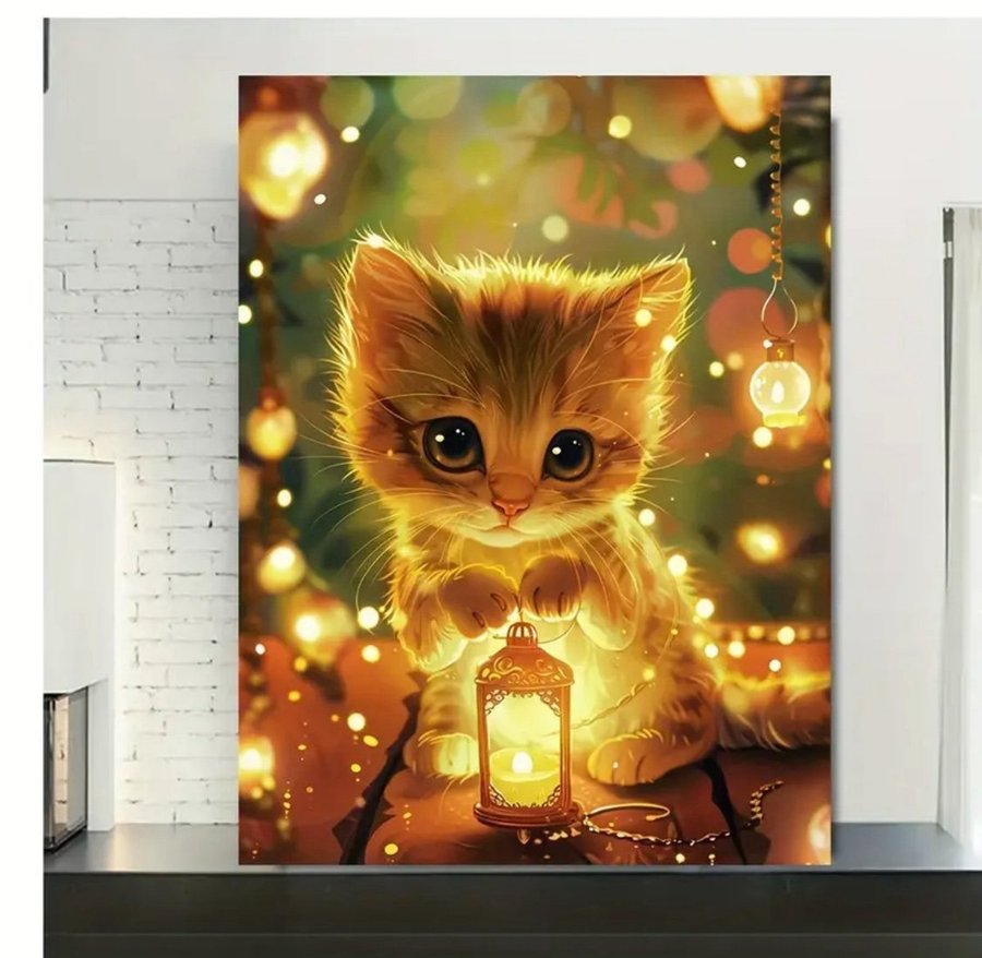 Canvas Poster Kattunge Barnrum Inredning 40x30 cm