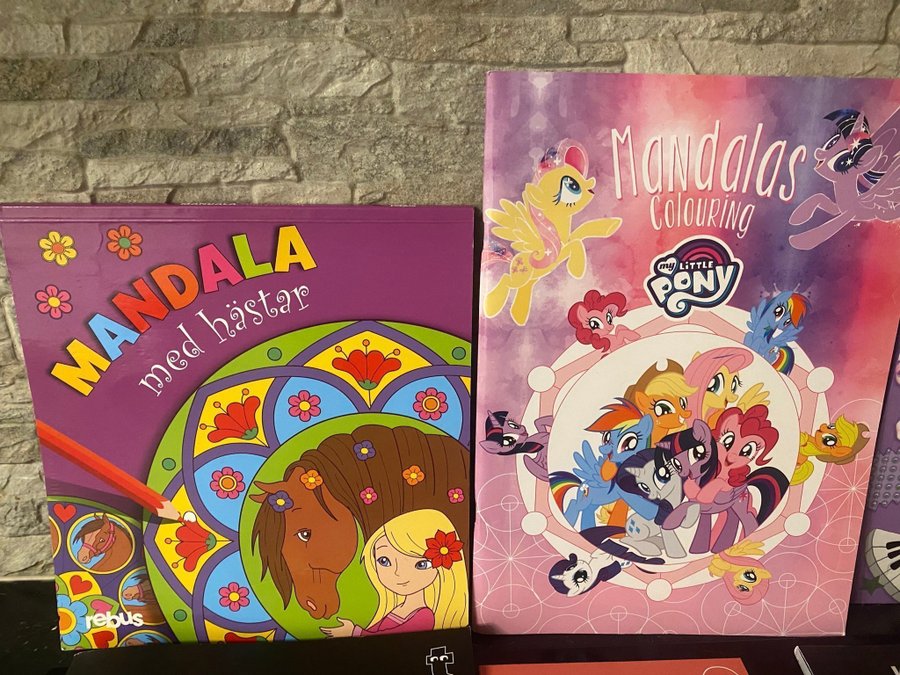 11 STYCK PYSSELBOK,HÄSTAR,MÅLARBOK,MANDALA,LITTLE PONY