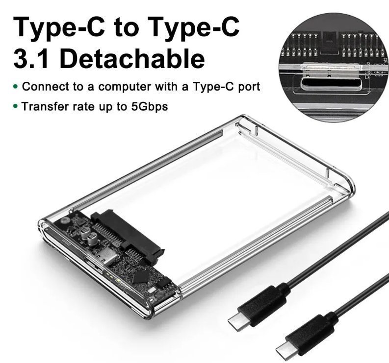 Hårddisk USB Type-C 3.1 Gen2 SATA SSD/HDD-fodral