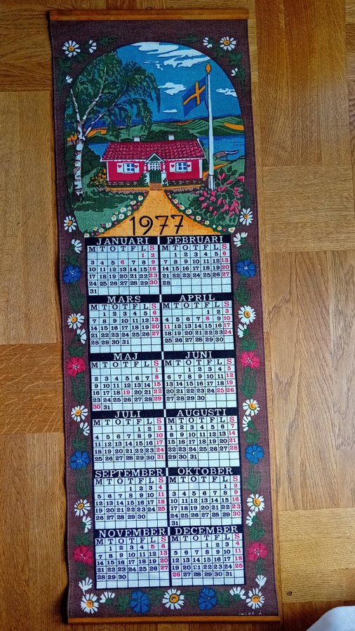 Almedahls tyg kalender från 1977