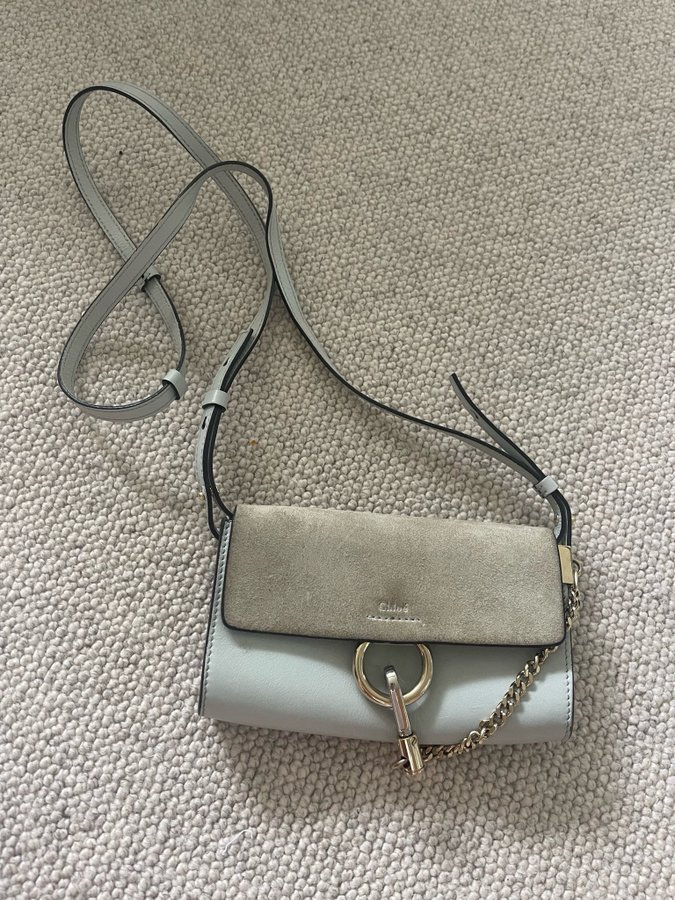 Chloe Light Blue Leather And Suede Mini Faye Shoulder Bag