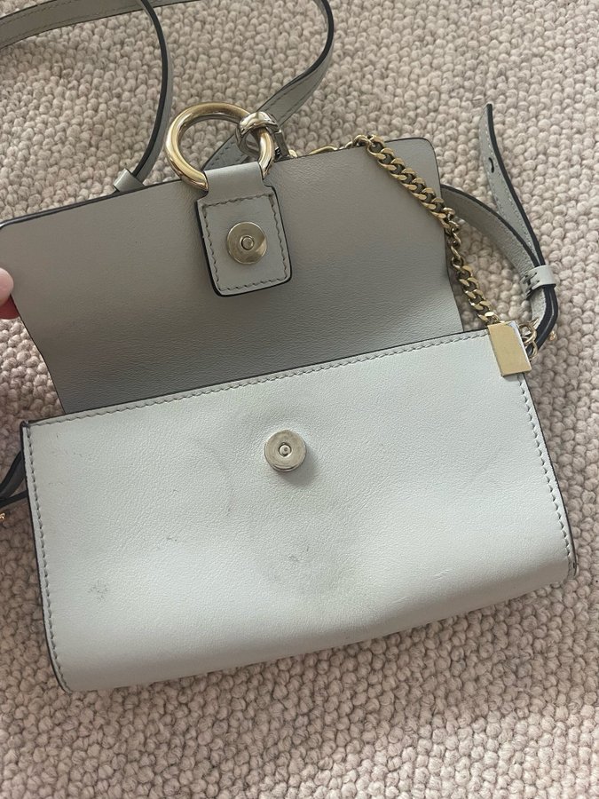 Chloe Light Blue Leather And Suede Mini Faye Shoulder Bag