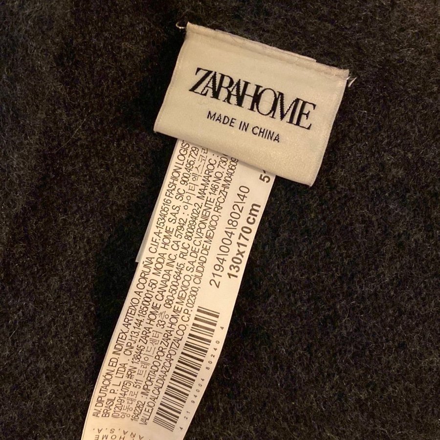 Zara Home pläd 100% Kashmir - oanvänd