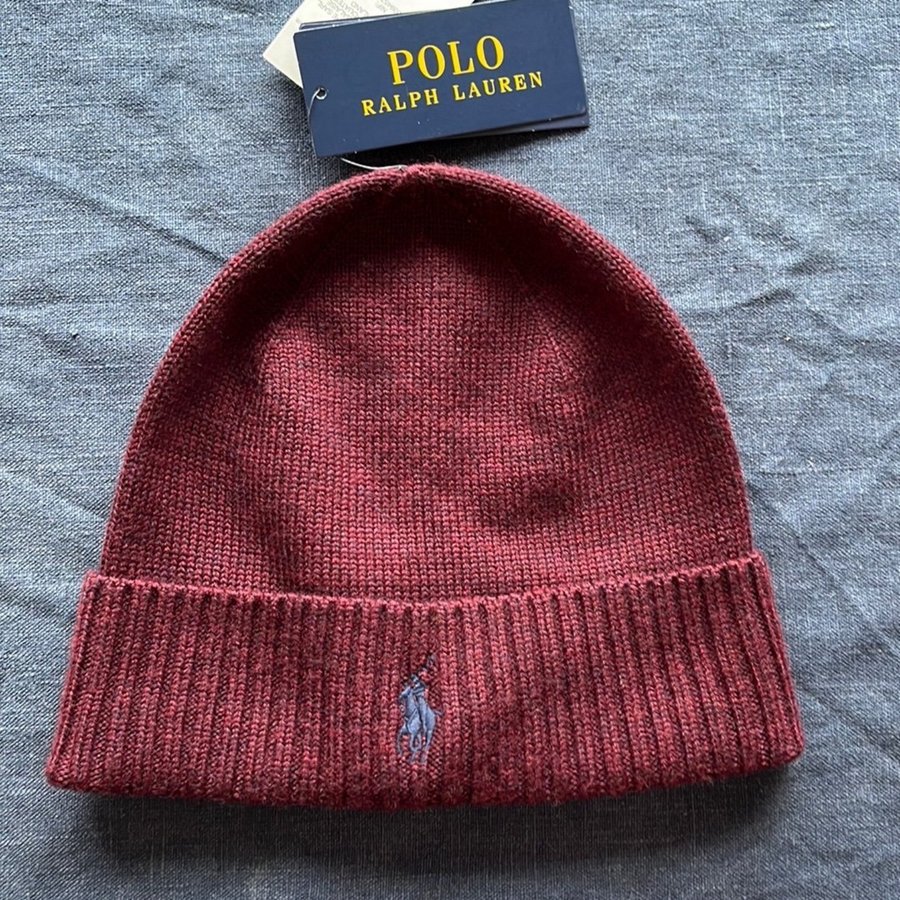 Polo Ralph Lauren mörkröd mössa onesize oanvänd