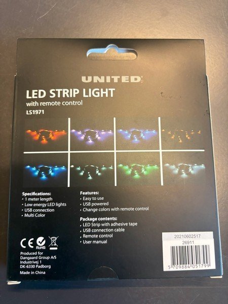 LED Strip Light med fjernbetjening, 4 stk.