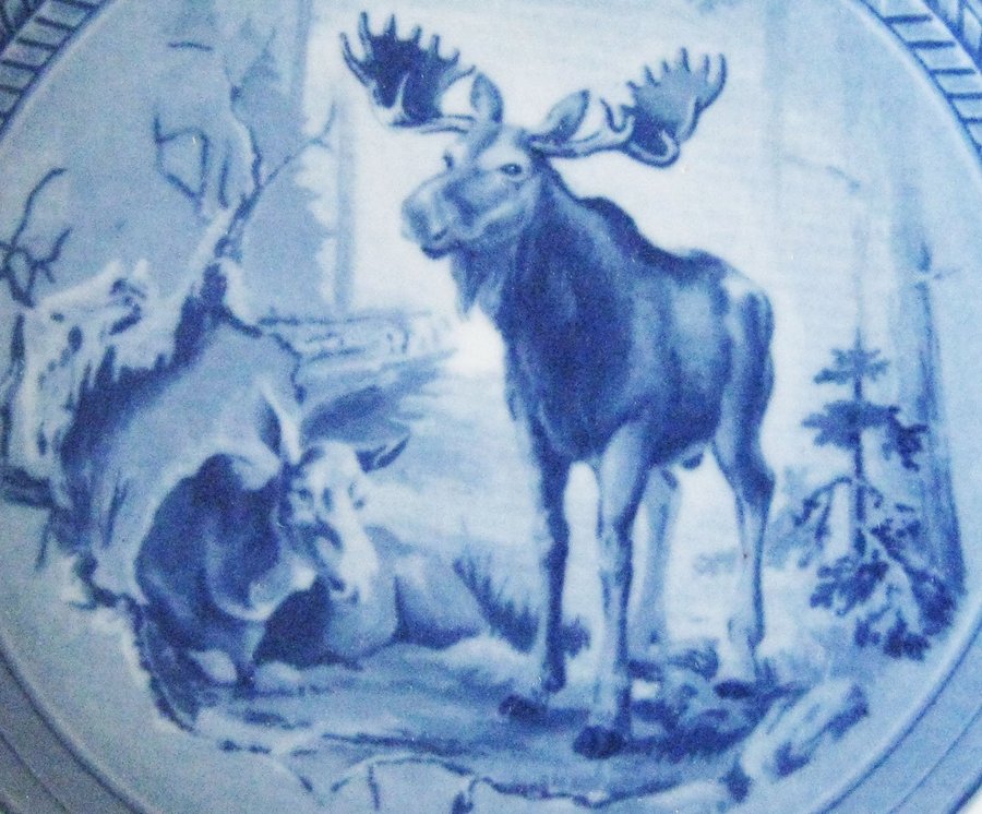 1974 Ravn Porslin Svensk JUL Tallrik ÄLG Swedish Christmas