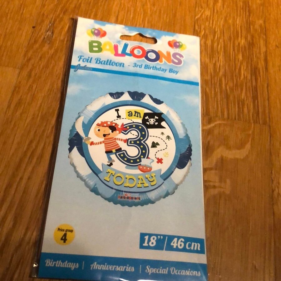 Folieballong 3 år - Pirat