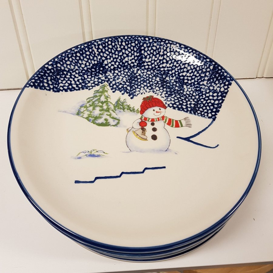 Knallegården,Sweden,Tallrikar, Snögubbe,8 st .25 cm i diameter.