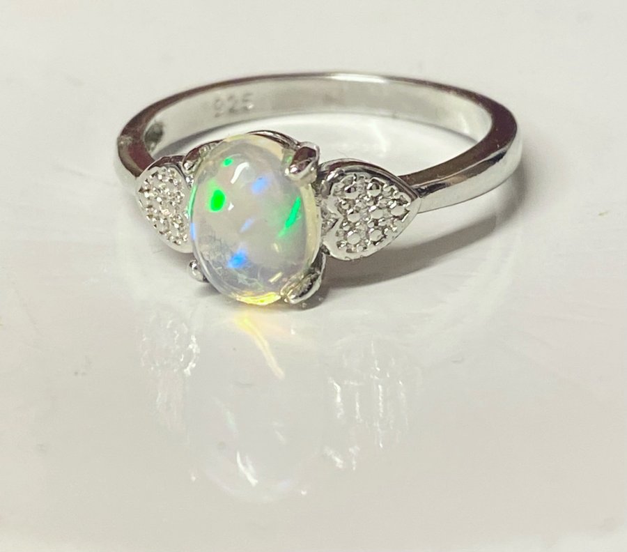 Silver 925 ring ca 17-18mm vacker opal