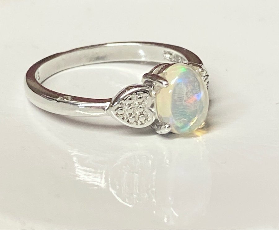 Silver 925 ring ca 17-18mm vacker opal