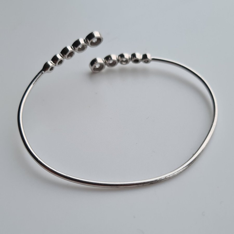 Armring Sterling silver, Vita stenar, 925