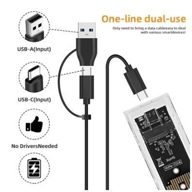 M.2 NVME PCIe SATA SSD-fodral USB Typ C 10 Gbps