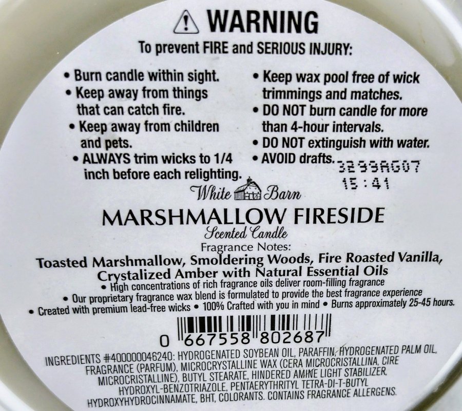 MARSHMALLOW FIRESIDE Bath  Body Works 3 veks ljus