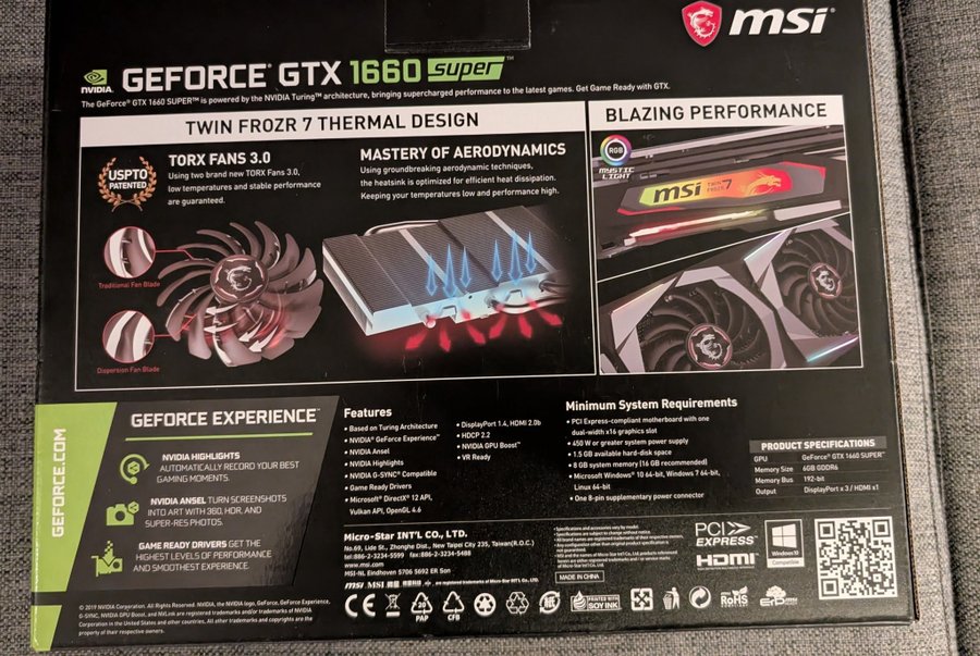 MSI GeForce GTX 1660 Super Gaming X