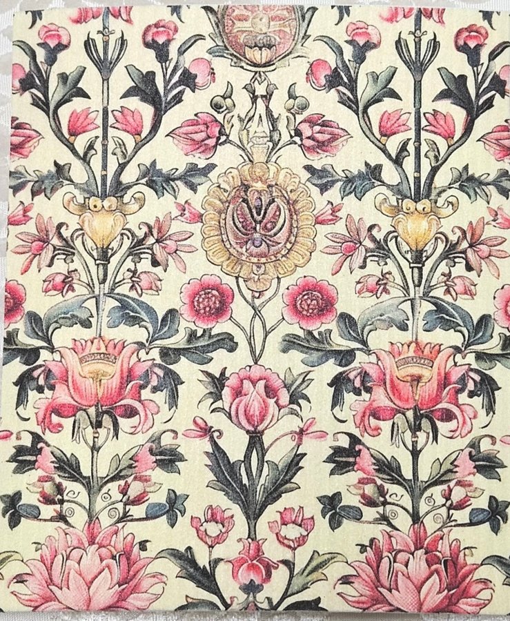 Disktrasa wettex duk tryck rosa/ljusgul motiv blommor William Morris insperera