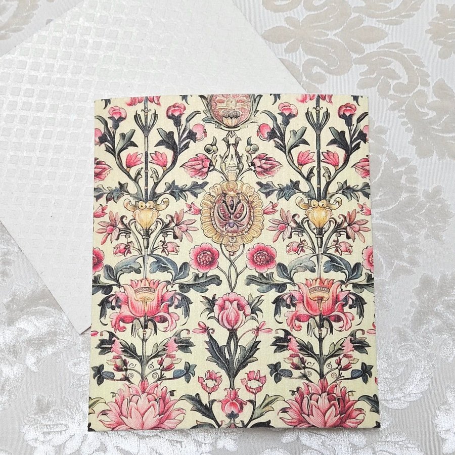 Disktrasa wettex duk tryck rosa/ljusgul motiv blommor William Morris insperera