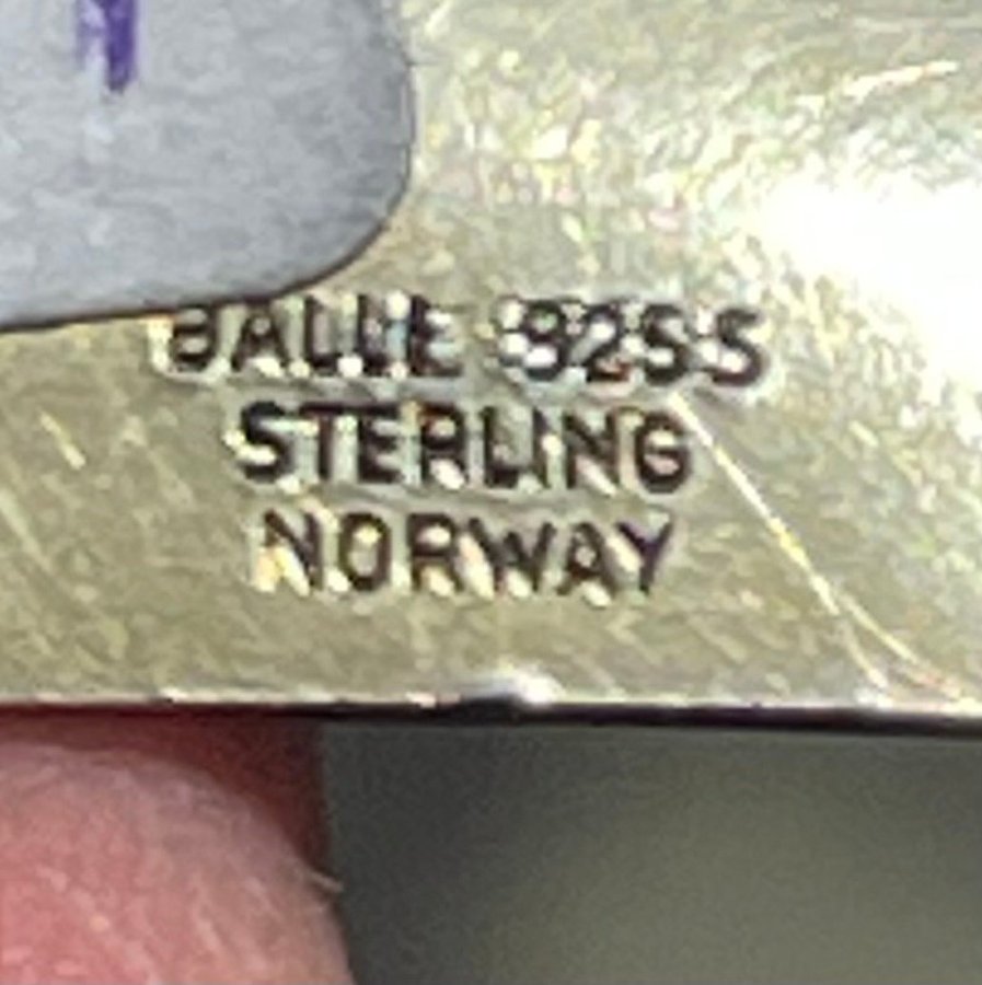 RETRO / VINTAGE SILVER OCH EMALJ BROSCH SIG. BALLE NORWAY