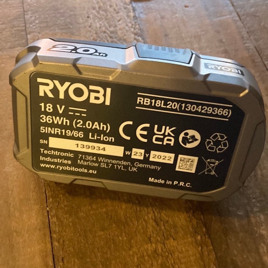 Ryobi 18V 2.0Ah batteri