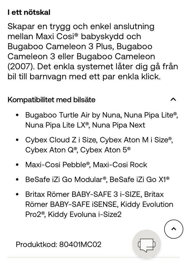 Cameleon3 (+Plus) Adapter till Babyskydd - Maxi-Cosi Besafe  Cybex