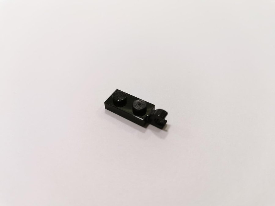 Lego - plate - modified - clip on end - 1x2 - part 63868 - svart