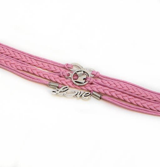 ARMBAND HUND, KÄRLEK, EVIGHET ROSA