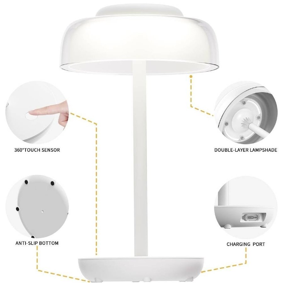 Trådlös Uppladdningsbar LED Bordslampa Med RGB Färgväxling