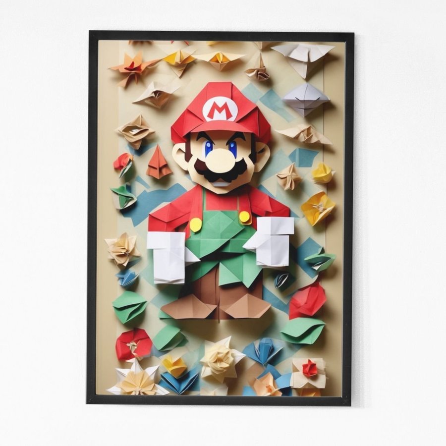 Origami Super Mario tavla inkl ram Julklappstips