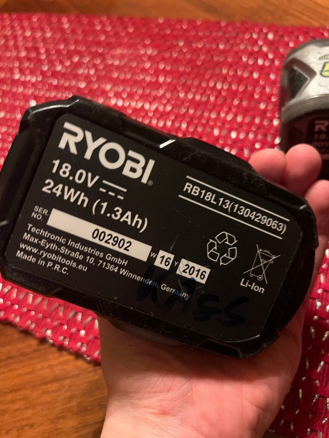 Ryobi 18V Batterier