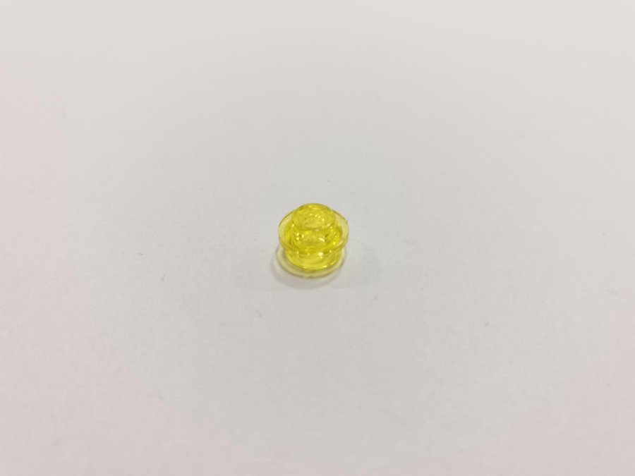 Lego - transparent - rund - plate - 1x1 - part 4073 - gul (trans yellow)