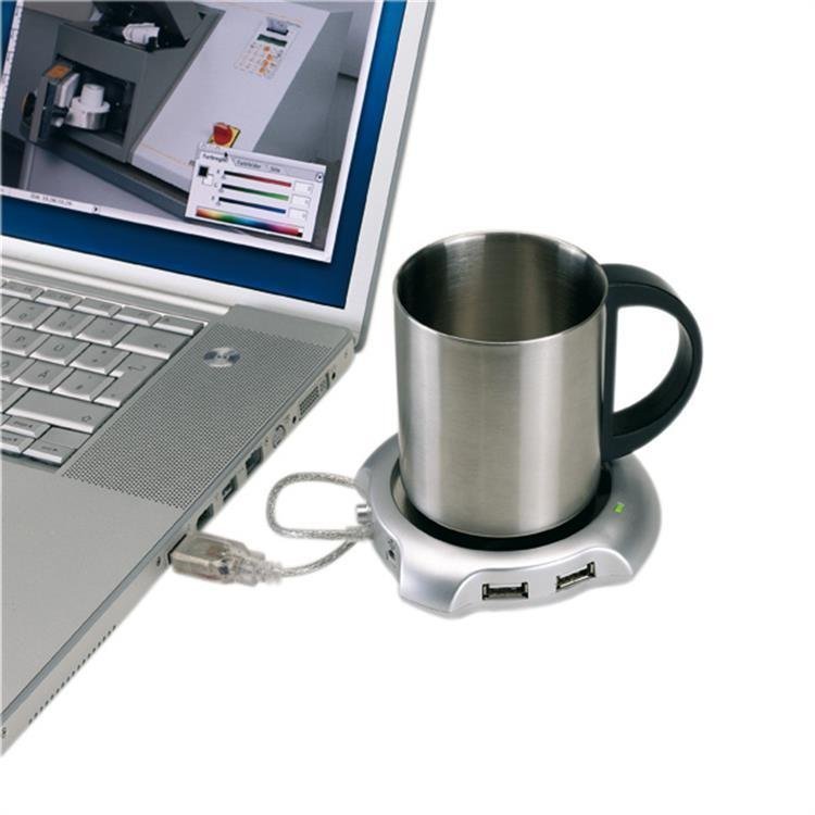 NY! 4 portars USB hub med Koppvärmare Kaffevärmare via USB Presenttips