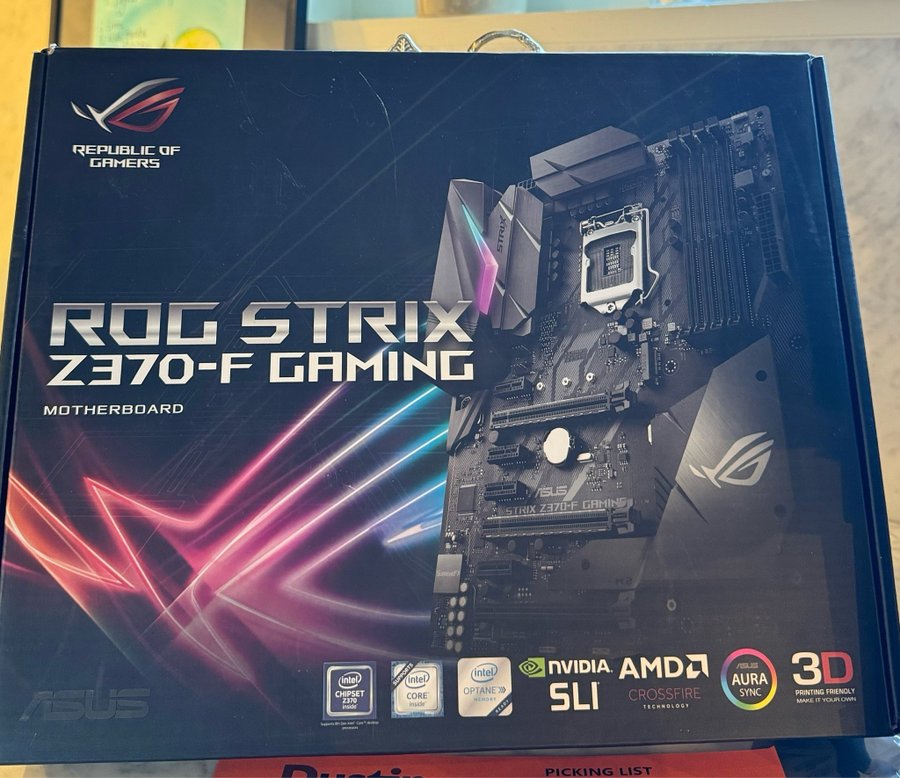 ASUS ROG STRIX Z370-F Gaming+i5 8600k+16GB Ram+Kylare+kvitto