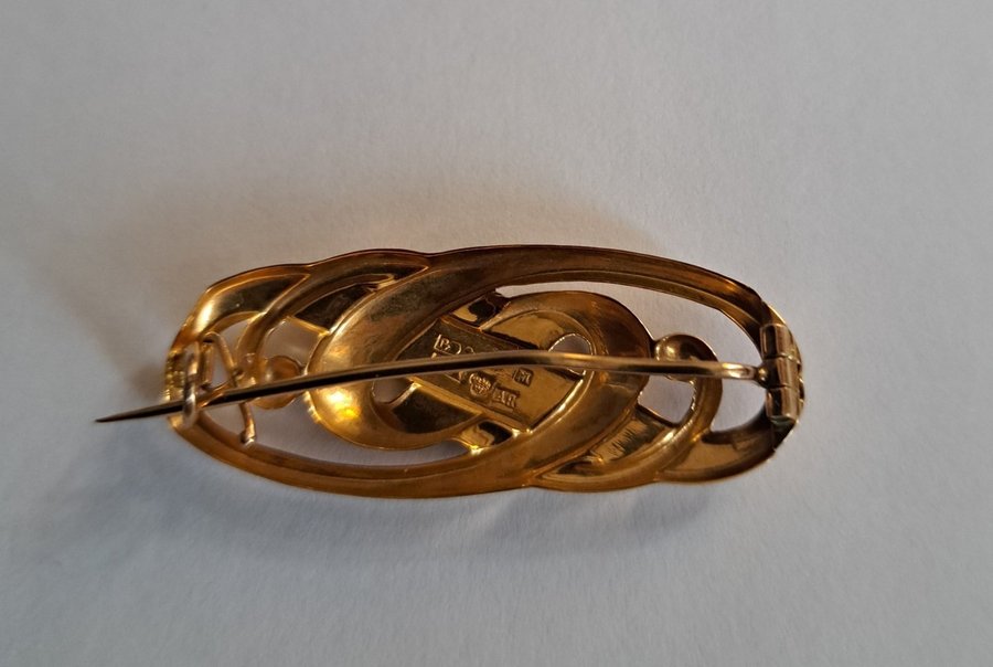 brosch i 18 karat guld, vintage, 1951