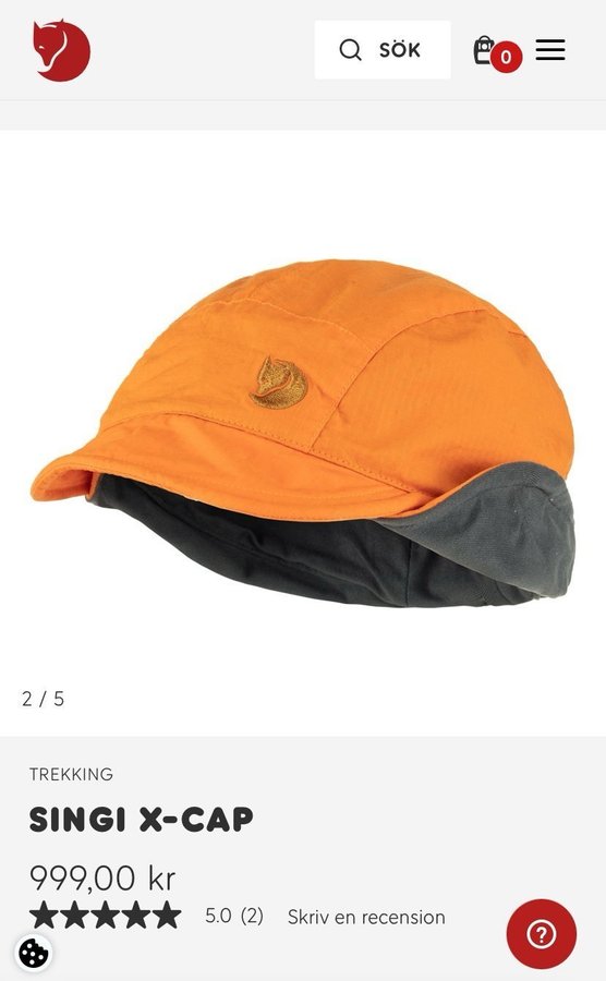 Fjällräven orange Singi-X cap storlek L/XL